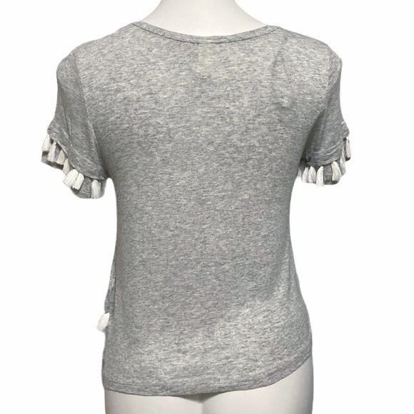 H&M XS Crewneck Tassel Detail Short Sleeve T-Shirt Top - Picture 5 of 7